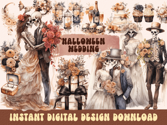 Blending Spooky and Sweet: A Halloween Wedding Clipart Guide