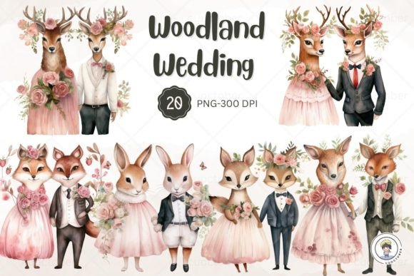 Charming Woodland Wedding Clipart for Your Creative Projects