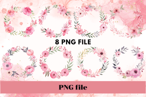 Designing with Watercolor Floral Pink Wedding Frame Png