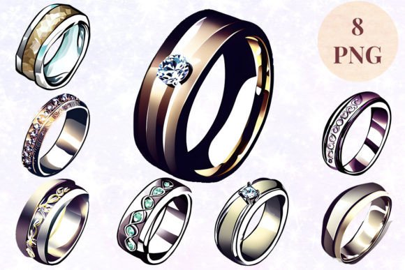 Effortless Elegance: The Wedding Ring 44 Clipart PNG Set