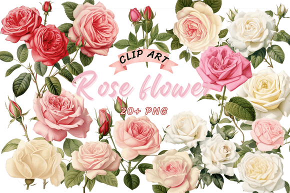 Elegant Rose Watercolor Clipart for Wedding Design Projects