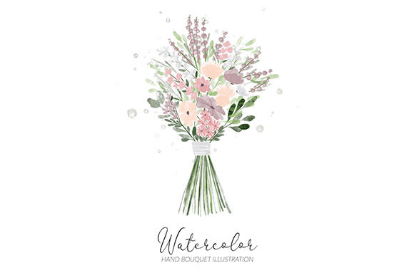 Elegant Watercolor Florals: The Wedding Hand Bouquet Illustration