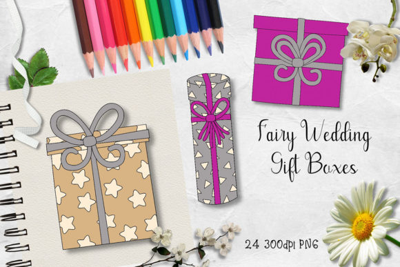 Fairy Wedding Gift Boxes CU Clipart: A Designer's Dream
