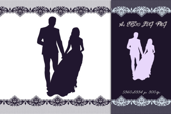The Wedding Couple Leaves. Silhouette: A Timeless Design Asset