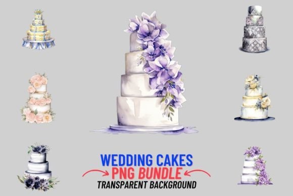 Watercolor Wedding Cakes 12 PNG Clipart: A Designer's Delight