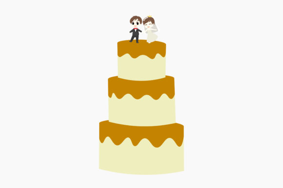 Wedding Cake with Cute Decorations: A Sweet Typeface Choice