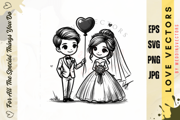 Wedding Couple & Love Vectors: Elegant Minimalist Design Assets