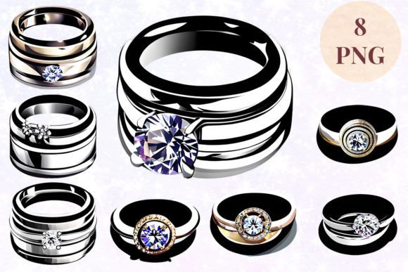 Wedding Ring 80 Clipart PNG: Design Assets for Wedding Projects
